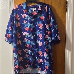 Men's Floral Casual Button Down Shirt - Blue and Pink